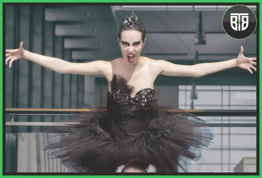 a girl who is performing the role of witch is showing her teeth in Black Swan 2010, best thriller movies on hulu
