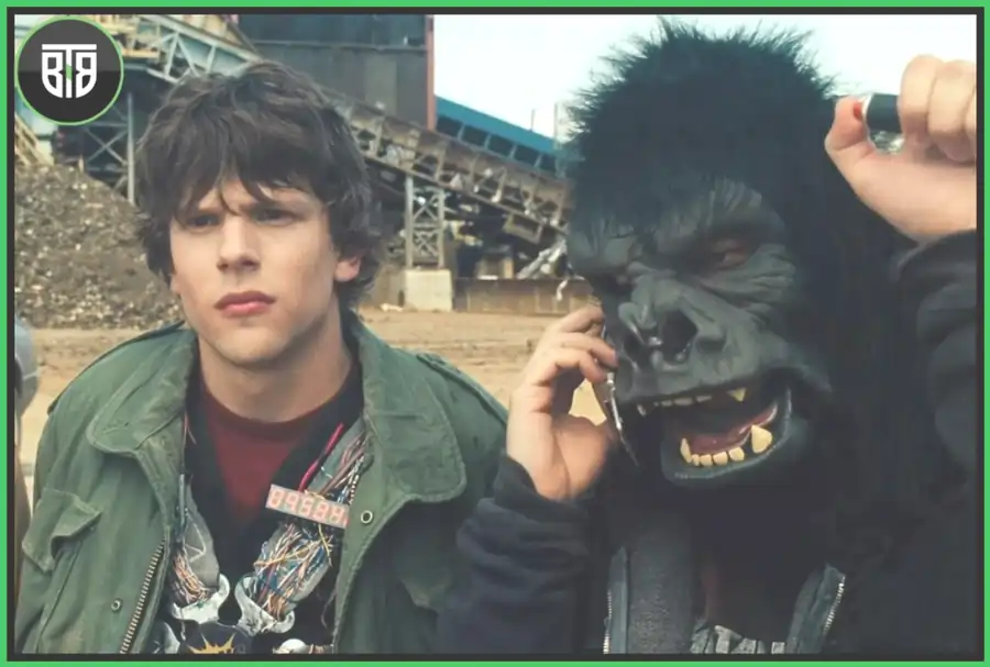 a man and second man in a bear costume, a scene of 30 Minutes or Less 2011 movie, hulu movies