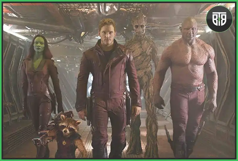 A scene of Guardians of the Galaxies 2014, marvel studios legends