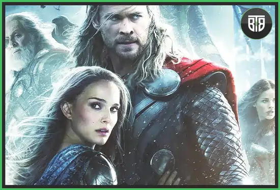 Thor with his girlfriend in Thor The Dark World 2013, marvel series