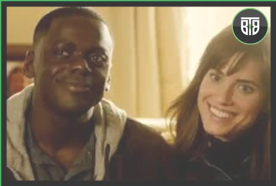 a men and a lady both are laughing in Get Out 2017, top horror movies