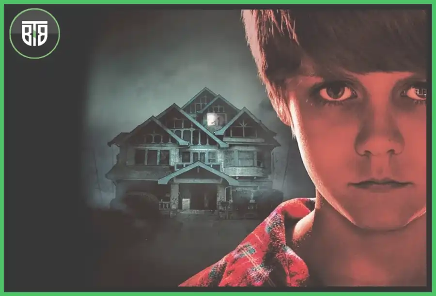 a poster of Insidious where a boy face in in front of a house, good scary movies