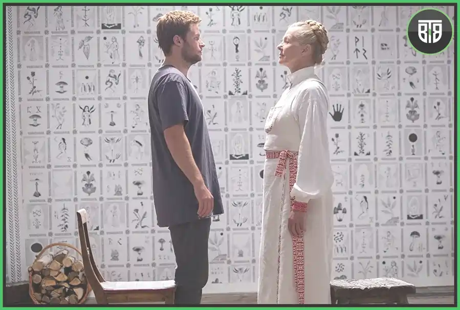 a men and a lady both are standing in front of each other, in Midsommar 2019, best ghost movies
