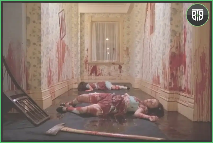 two girls are being murdered in the corridor in The Shining 1980, scariest movies of all time