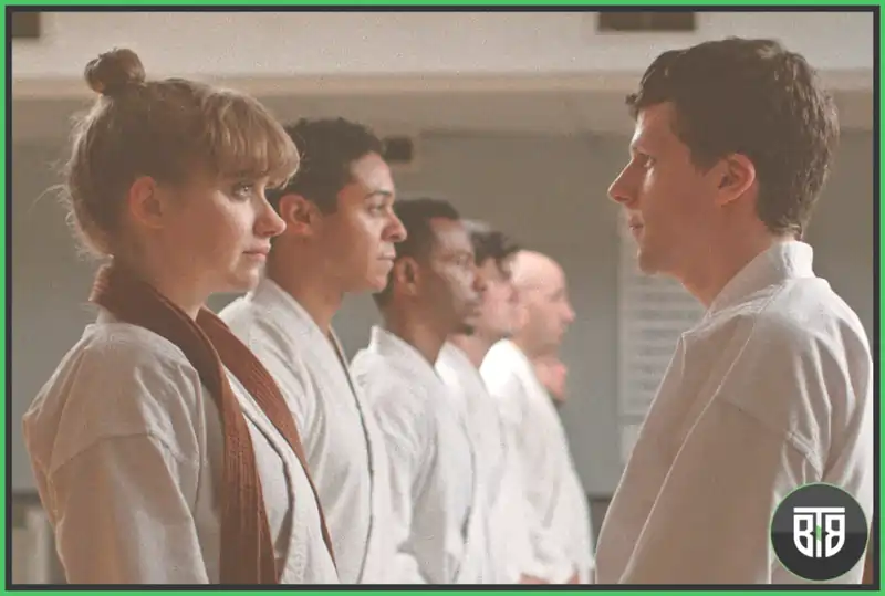 A group of art is doing practice in a movie The Art of Self Defense, funny movies on hulu