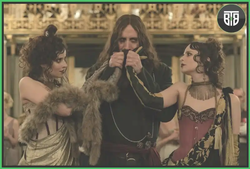two girls are covering a man face in a movie The king's Man, good comedy movies on hulu