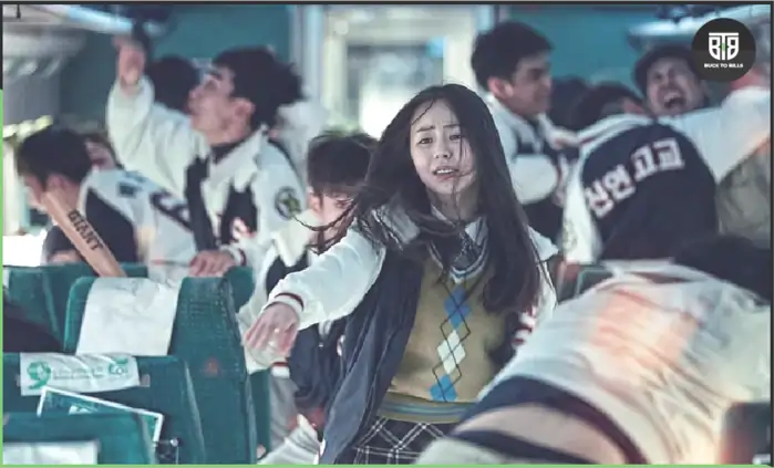a girl is running from zombies, in a movie train to busan, best horror movies on hulu right now