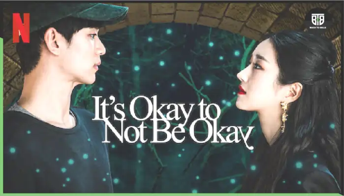 a boy and a girl are watching each other and doing love in a Korean Drama It's okay to not be okay