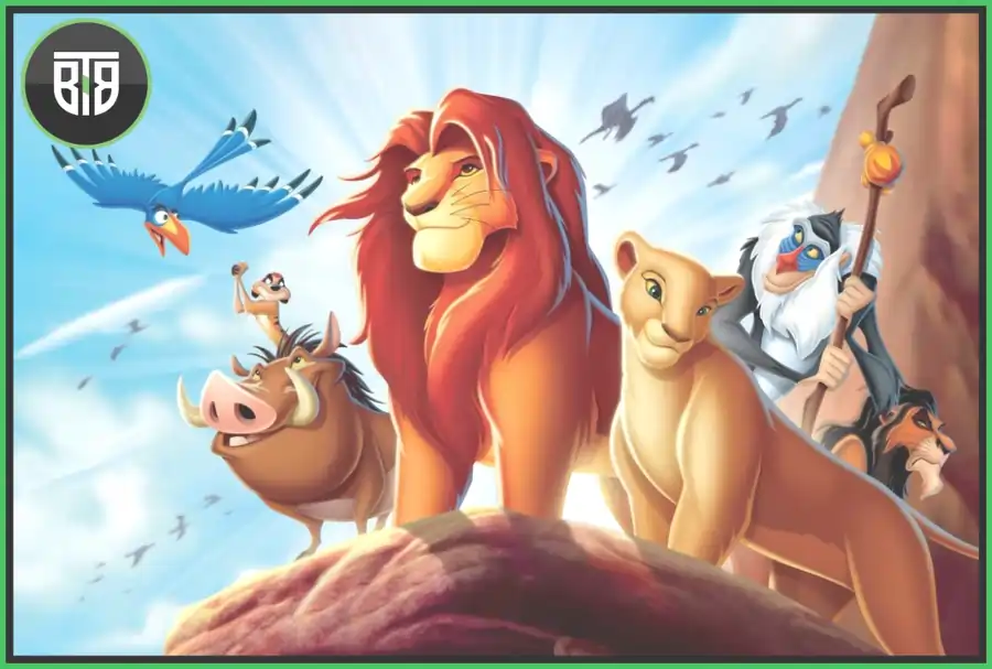 a poster of the Lion King, 1994, top movies disney
