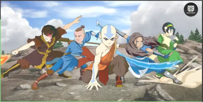 five ninjas are doing their training in the tv series Avatar, the Last air Bender