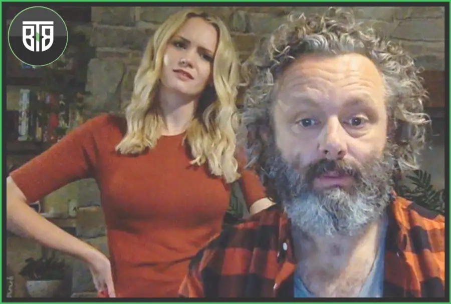a lady is standing behind a man in Staged 2020, Hulu Show