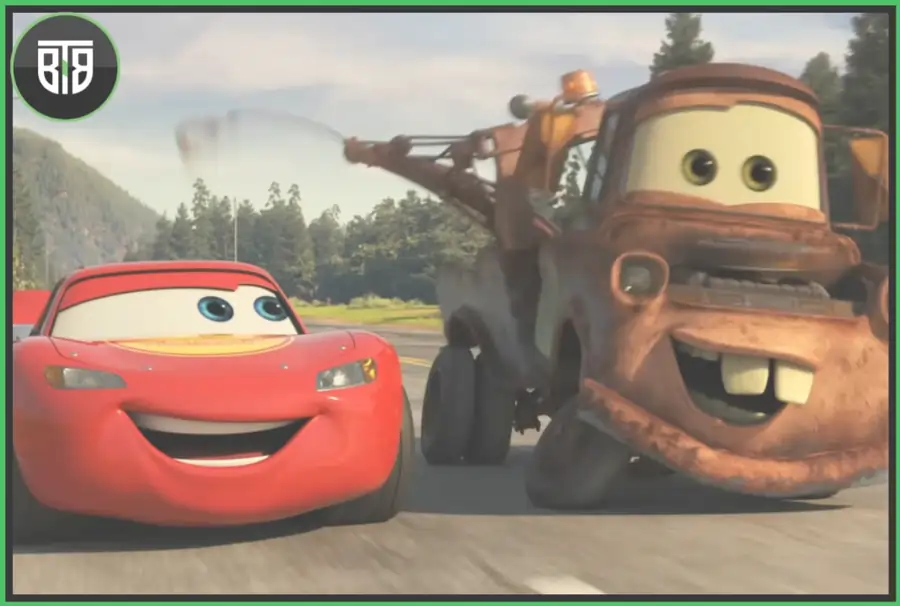 a movie scene of Cars on the Road, shang chi disney plus
