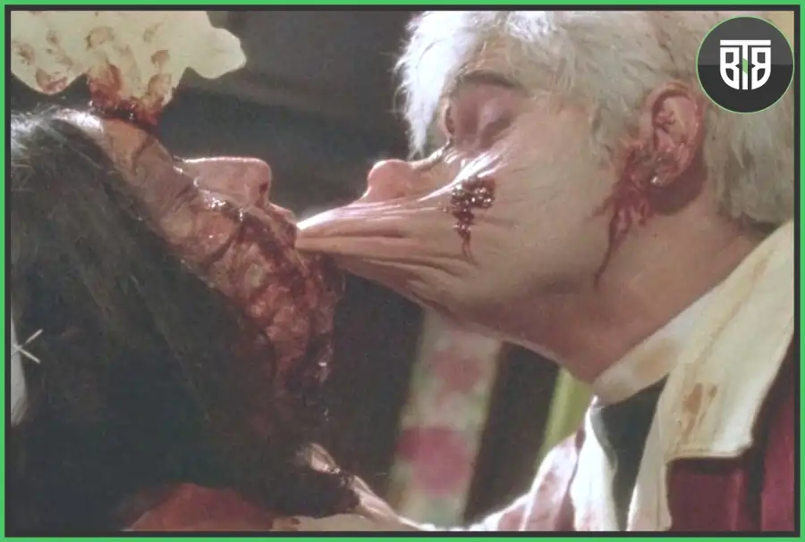 a lady is snatching a man's face in a movie Dead Alive, horror comedy movies on netflix