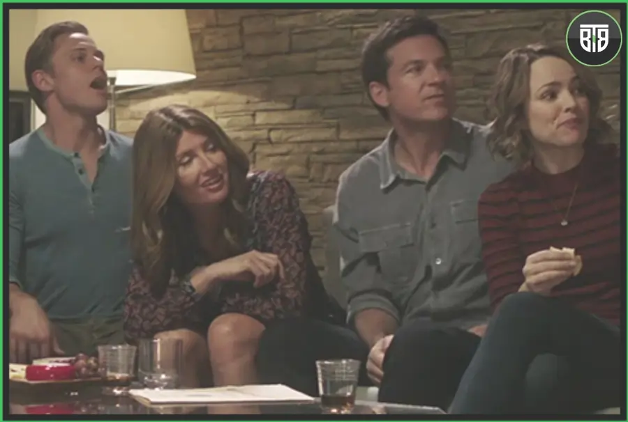 two men and two ladies are laughing in Game Night (2018) hindi comedy