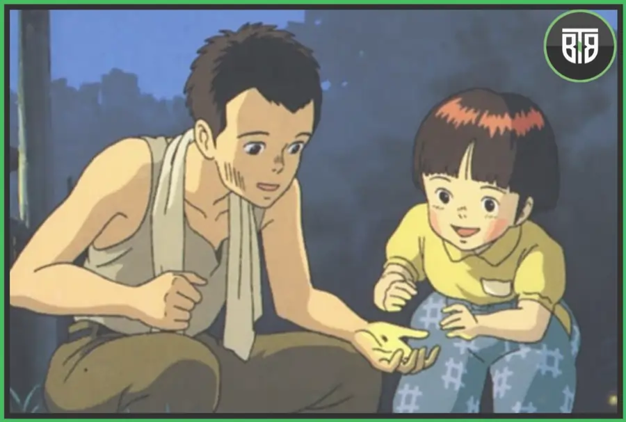 a movie scene of Grave of the Fireflies (1988), very sad movies