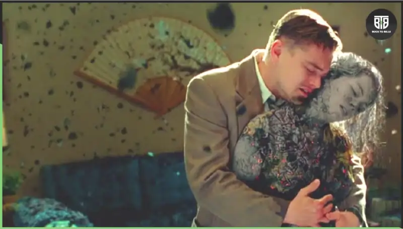 A person is hugging a girl in a movie Shutter Island, a thriller movie