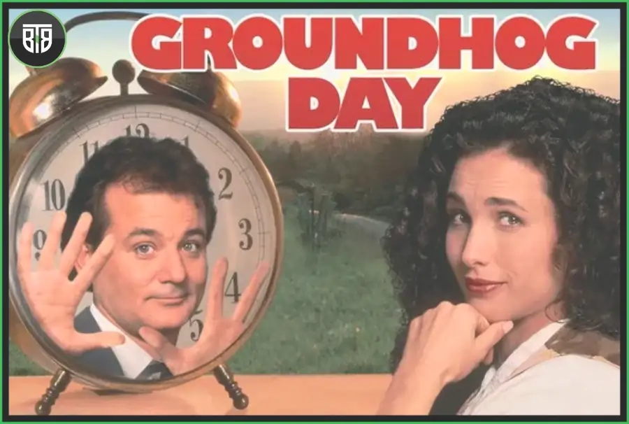 a movie poster of Groundhog Day (1993), life changing films
