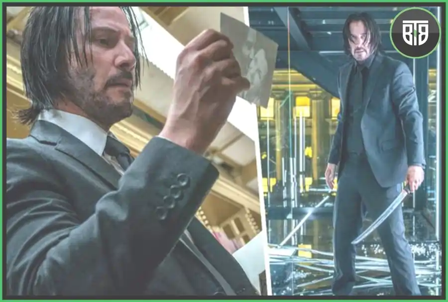 two different scene of a single man in a movie John Wick Chapter 4, sdcc marvel legends