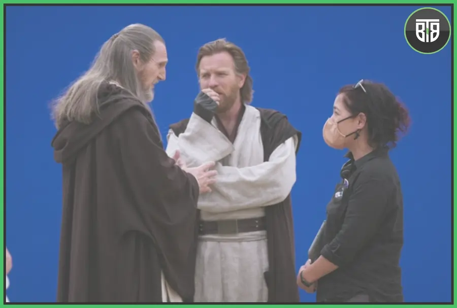 Liam Neeson, Ewan McGregor and Deborah Chow behind the scenes of Obi-Wan Kenobi