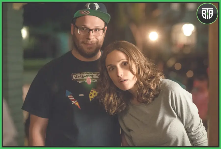 a man is laughing and a lady is in shocked in Neighbors (2014 film),  new comedy movies