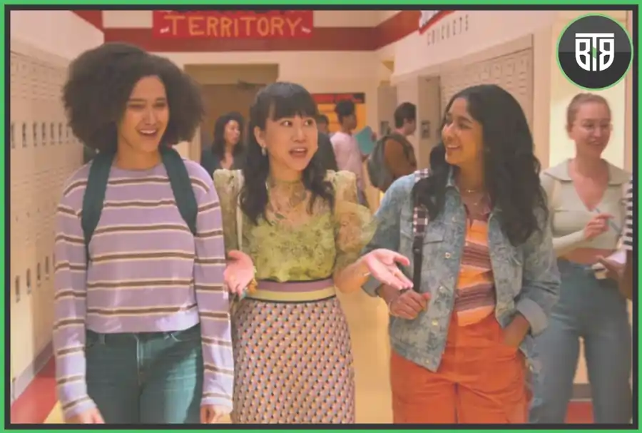 three girls are roaming in a corridor with Eleanor Wong, never have i ever questions for teens