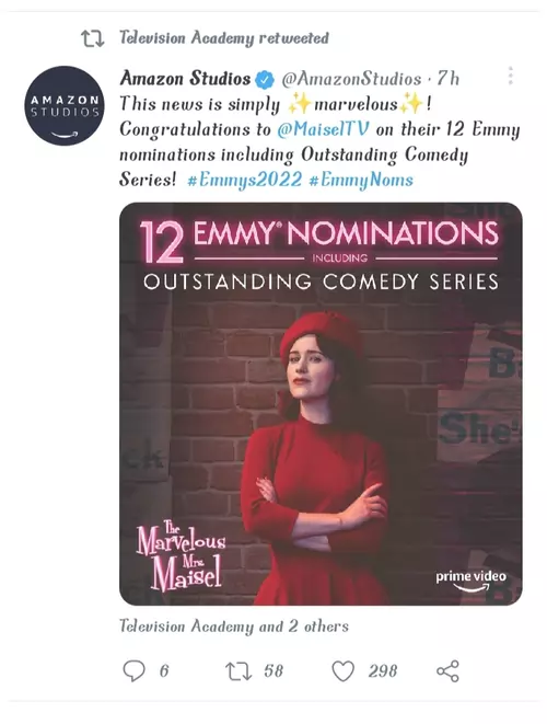 A Twitter Screen Shot of 74th Primetime Emmy Award 2022