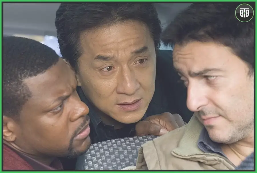 three men faces in Rush Hour - A 1998 Action/Comedy Movie double dhamaal