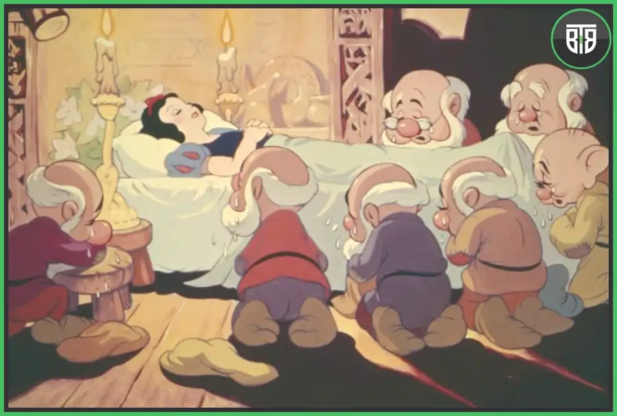 an animate movie scene of Snow White and The Seven Dwarfs - A 1937 Family/Fantasy Movie, animation movie