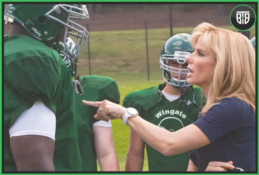 a lady is pointing out on an athlete in The Blind Side (2009), best motivational movies