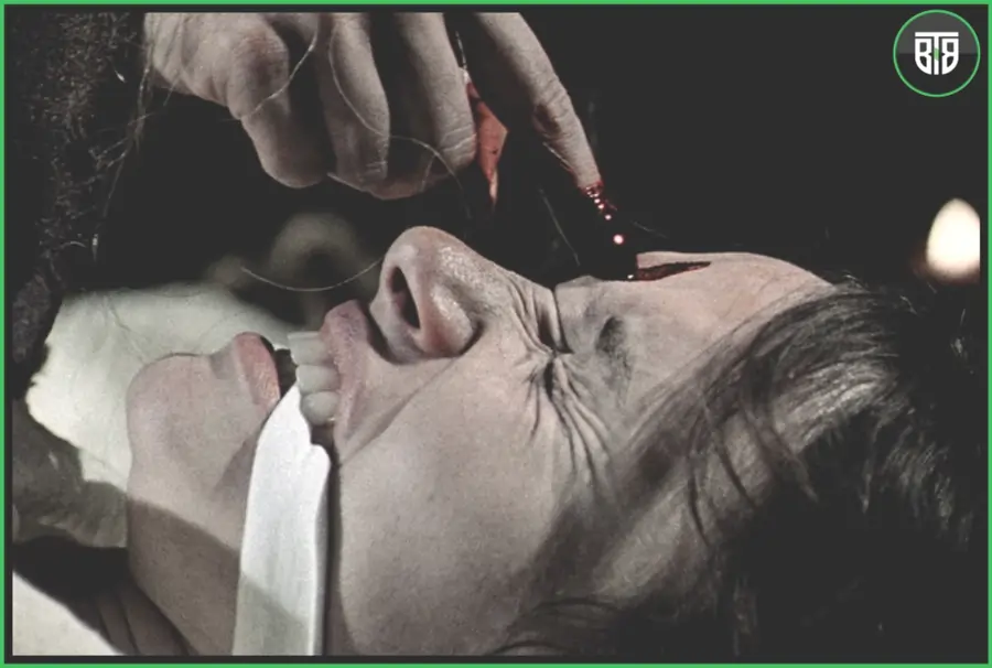 a movie scene of The House of the Devil (2009) universal horror nights