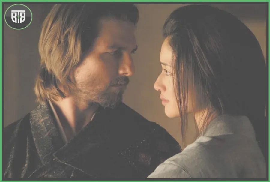 a man and a lady both are looking at each other eyes in The Last Samurai (2003), Best Ancient Historical Movies