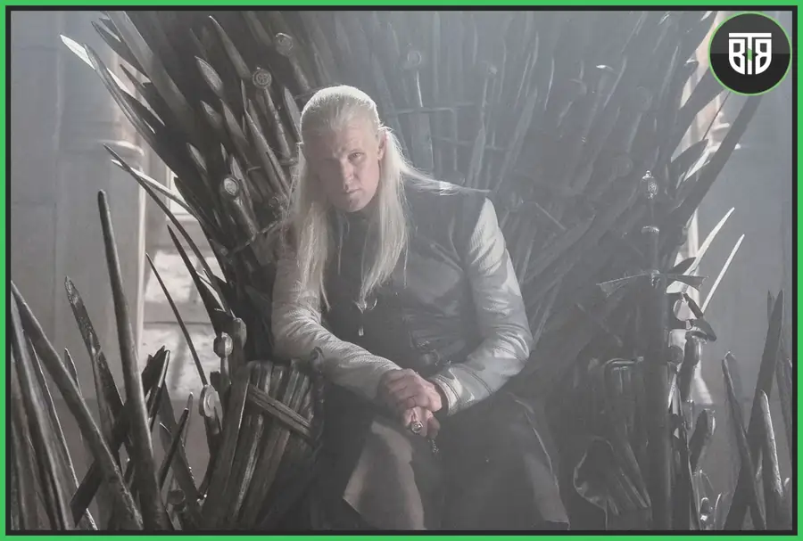a man is sitting on a throne in The Lord of the Tides, house of the dragon episode 1