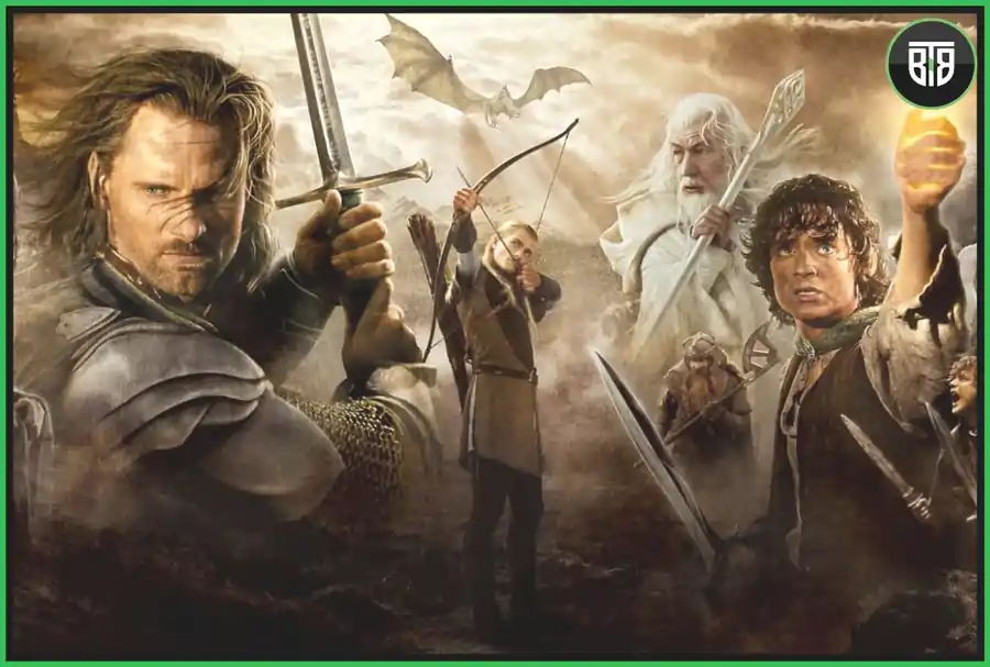 a movie poster of The Lord of the Rings: The Fellowship of the Ring (2001), adventure, drama, fantasy movies