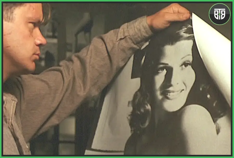 a person is viewing a sketch of a lady in The Shawshank Redemption - A 1994  Drama/Crime Movie,  life changes everything movie