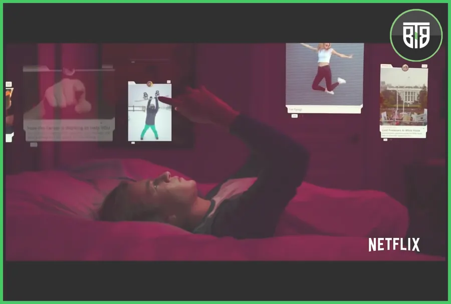 a girl is laying and using the social media in The Social Dilemma 2021, best documentaries of all time netflix