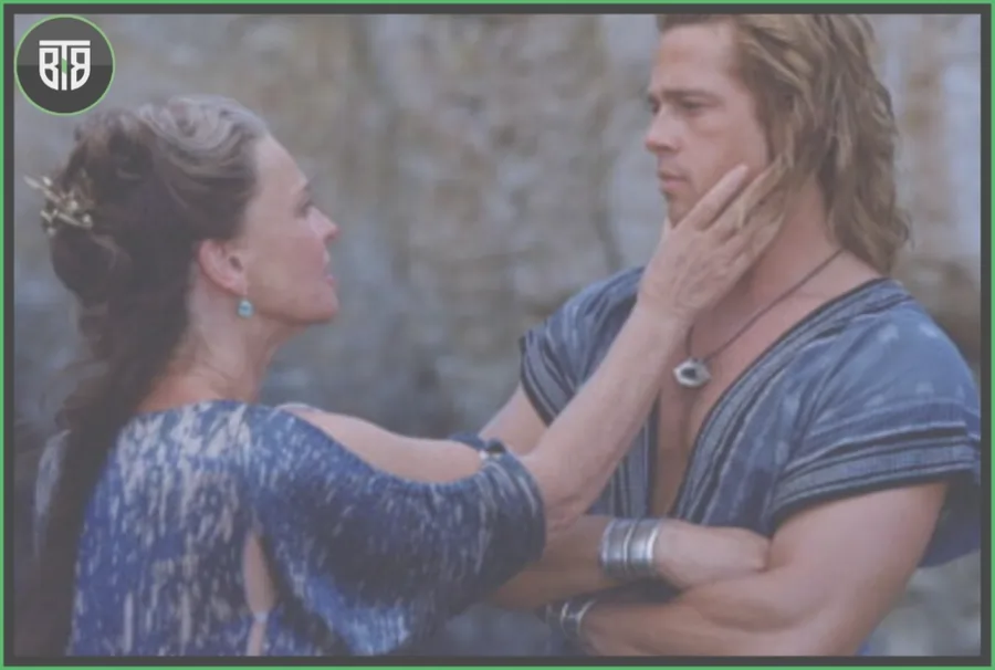 a lady is touching a man cheek in Troy (2004 film), What Movie has the Most Accurate Depiction of War?